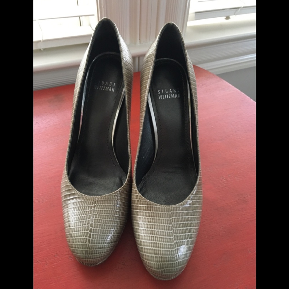 Stuart Weitzman Lizard Leather 2 tone Pumps